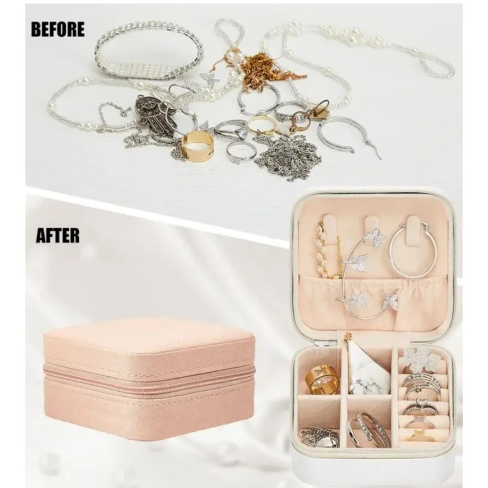 Jewelry Box Travel Organizer Light Pink or White